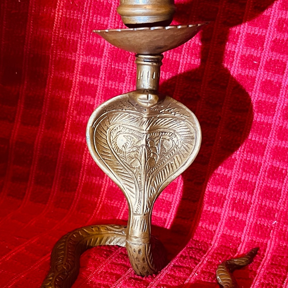 Vintage Brass Cobra Candle Stick Holder
